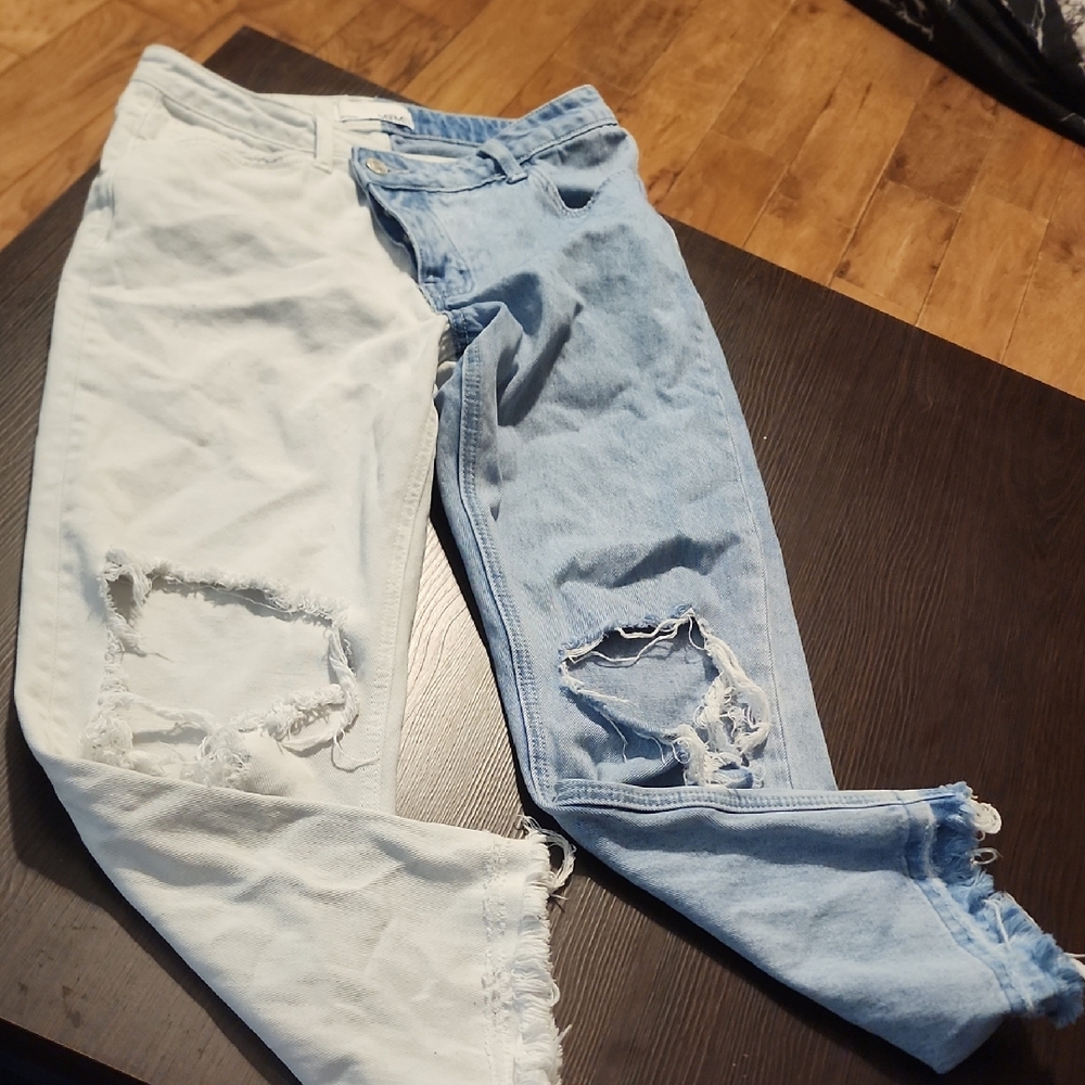 Two-Tone Distressed Jeans